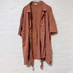 テラコッタ 半袖シャツ 【L】 ピンク リボン 襟付きシャツ 半袖 ボタン
