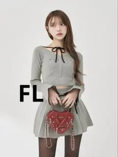 ダーリッチ ウエストオープンリボンデザインニットミニワンピース