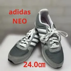 美品❗️adidas neo レディーススニーカー　24㎝　グレー×ピンクのサムネイル
