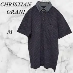 CHRISTIAN ORANI　ドット柄ポロシャツ 半袖　メンズ　M　ネイビー