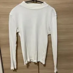 ユニクロ　ホワイト リブ編み 長袖セーター