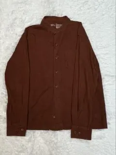 無印良品　ブラウン バンドカラーシャツ Sサイズ