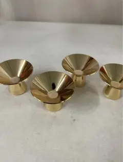 85◇金色のファンネル型盃 4個セット 記念品 ゴールドカラー 酒器