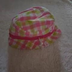 バケットハット ピンクと緑のチェック