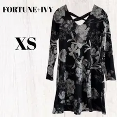 FORTUNE+IVY 【XS】フラワープリント チュニック リボン ブラック