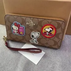 COACH スヌーピー刺繍 長財布　ストラップ