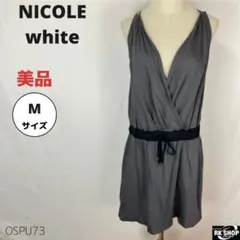 NICOLE white ニコルホワイト ワンピース ひざ丈 ドローコード M