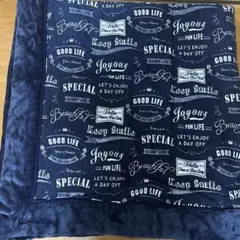 こたつ布団　正方形　リバーシブル　ジャガード　薄がけ　ネイビー