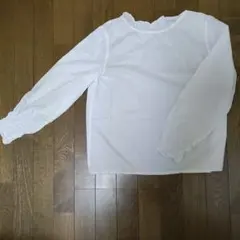ホワイト フリル袖長袖シャツ