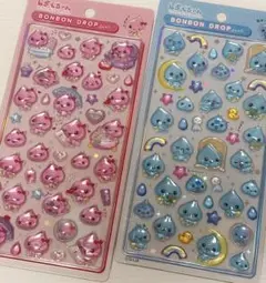 2種セット　しずくちゃん　ピンク＆ブルー　ボンボンドロップシール　1シート