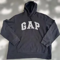 GAP ギャップ パーカー 刺繍 ワッペン スウェットフード付き ブラック