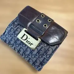 □ a1923【クリスチャンディオール】 トロッター柄 二つ折り財布