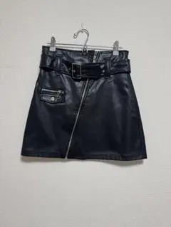 ZARA ブラック タイトレザースカート ベルト付き
