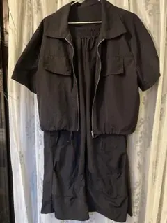 ブラック セットアップ ワイドパンツ