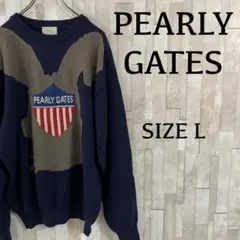 【美品】PEARLY GATES ニット セーター ラビットロゴ L ネイビー