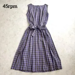 希少✨45rpm チェック ノースリーブワンピース リボン ラベンダー 1のサムネイル