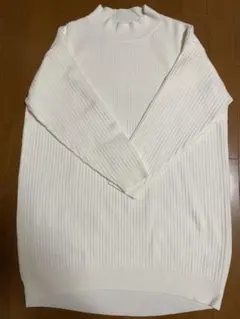 リブ編みホワイトニット長袖・半袖