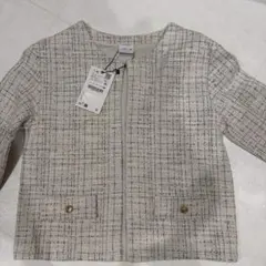 短期値下げ！ZARA ツイードジャケット　　ホワイトカラー