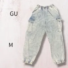 GU ジーユー デニムカーゴジョガーパンツ ワイド ライトブルー M
