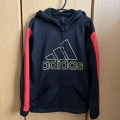adidas フード付きジャージ J140 黒/赤