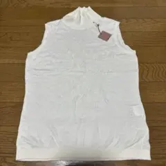 COMME CA ISM ノースリーブ ハイネック ニット ホワイト