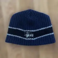 90s STUSSYビーニー ニット帽 刺繍old stussy