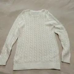 BROWNY STANDARD アイボリー ケーブル編み ニットセーター 長袖