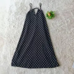 GLOBAL WORK キャミワンピース ドット 黒 Aライン F　水玉　総柄