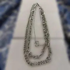 シルバー チェーンネックレス レイヤード末使用