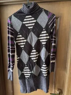 【】アーガイルパターンタートルネックニット今週末まで‼️