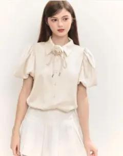 treatürself Rosechoker satin puff blouseのサムネイル
