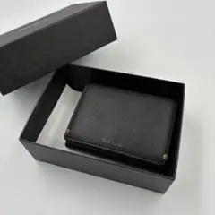 ポールスミス　三つ折り財布　黒　レザー　マルチストライプ　ステッチ