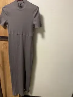 【ZARA】グレー 半袖ニットロングワンピース