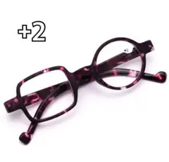 +2 老眼鏡 おしゃれ レトロ 丸型 スクエア型 非対称リーディンググラス