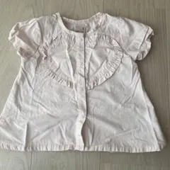 petit main ハート型フリルボタンシャツ 80 ピンク