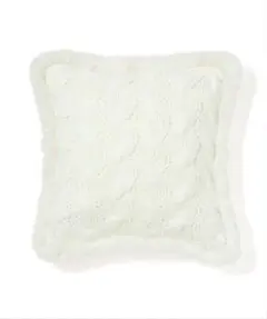 Francfranc ニット× ファー クッションカバー ホワイト