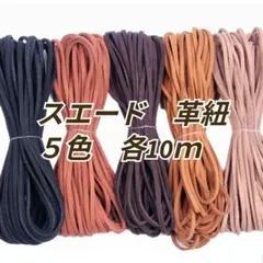 スエード革紐 5色セット 各10m 手芸 ハンドメイド 革小物 新品 미사용