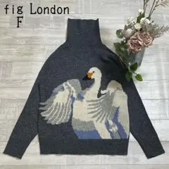 【fig Londonフィグロンドン】スワン柄　白鳥　ハイネックニットセーターFのサムネイル