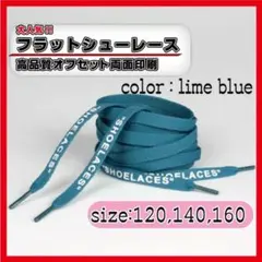 靴紐 シューレース ライムブルー 140cm フラット off-white 青