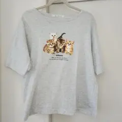Bleu Bleuet ブルーブルーエ プリント半袖Tシャツ 猫 グレー フリーのサムネイル