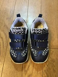 basic ネイビー フラワーパターン スニーカー 17センチ