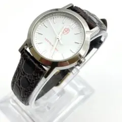 カステルバジャック 腕時計 電池交換済 アナログ 3針 レザー クロコ 茶