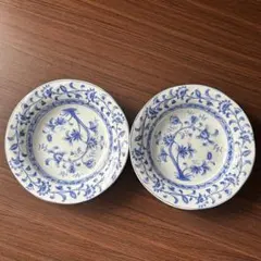 値下しました【飛鳥窯】青い花模様の陶器皿 2枚組 - メルカリ