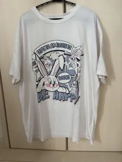 白 ウサギ プリント Tシャツ 半袖 ☆レディースでものサムネイル