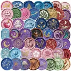 【U21】シール 50枚 PET ステッカー シーリング風 封蝋 コラージュ素材