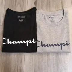 Champion ロゴTシャツ2枚セット L 黒×グレー スクリプトロゴUS古着のサムネイル