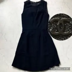 美品 CHANEL ココマーク ワンピース ノースリーブ シルク