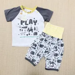 【タグ付き新品未使用】半袖パジャマ　腹巻き付き　夏　寝冷え防止　総柄　95cmのサムネイル