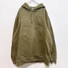 超美品 プーマ PUMA 【L】オリーブ エンボス ビッグロゴ フーディー