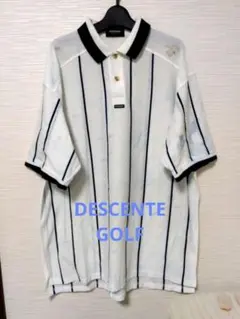 美品✨DESCENTE GOLF ポロシャツ ストライプ柄 ホワイト Lのサムネイル